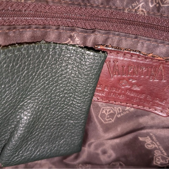 Vintage Valentina Italian leather Green/Brown with Classic Hobo Design - Picture 10 of 12